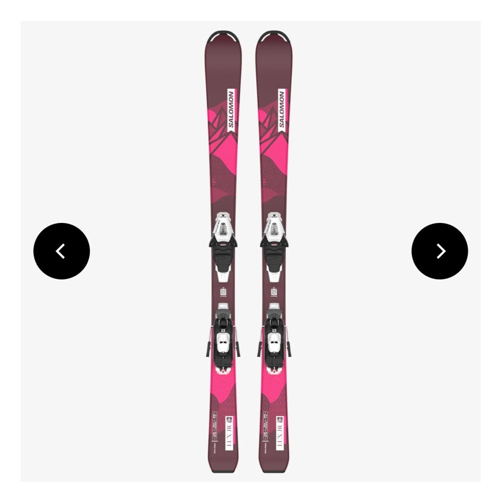 Salomon QST LUX Jr S Skis with C5 Bindings - Pink and Black
